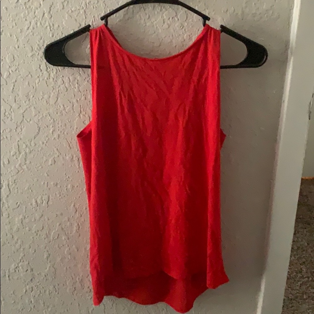 Red blouse with tie in the back